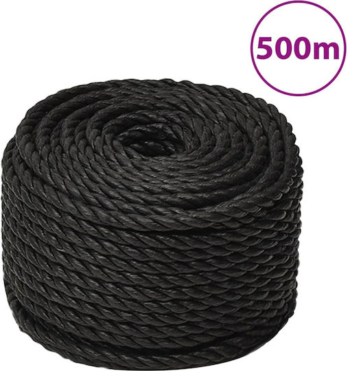 vidaXL Rope with Diameter 12mm and Length 500m Black Work Rope 12mm 500m Polypropylene