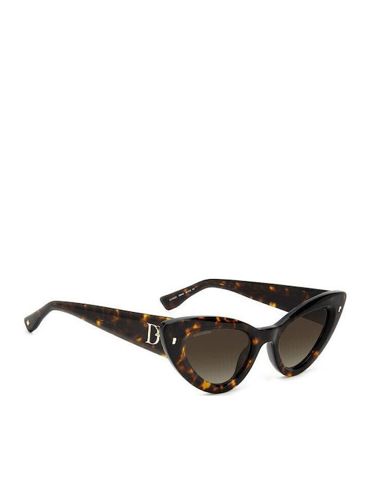 Dsquared2 Women's Sunglasses with Brown Tartaruga Plastic Frame and Brown Gradient Lens