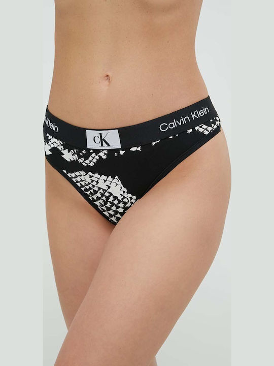 Calvin Klein Βαμβακερό Γυναικείο String Μαύρο