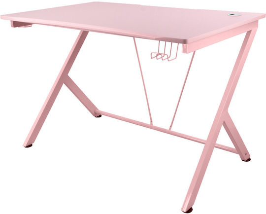 Γραφείο Gaming Ξύλινο Ροζ με Μεταλλικά Πόδια 116x75x75εκ.