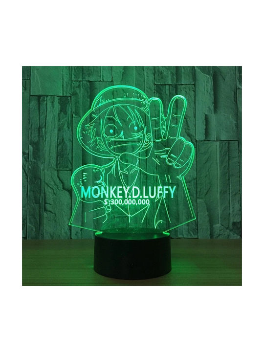 Monkey D. Luffy Decorative Lamp with RGB Lighting 3D Illusion LED Green