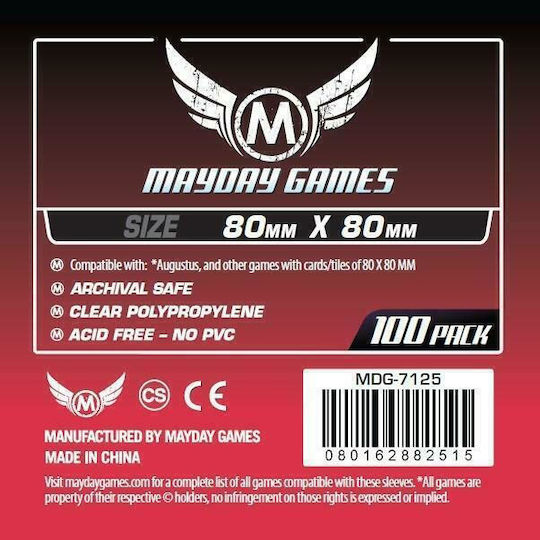 Mayday Games Square Card Sleeves Square Size 100τμχ Red