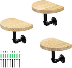 Wall Metal / Solid Wood Shelf Natural 3pcs 20x15x17cm