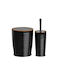 Ankor 823185SET Plastic Toilet Brush and Bin Set 5lt Black