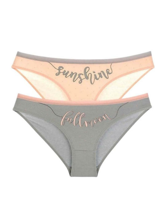 Fullmoon Femei Slip 2Pack Grey/Salmon