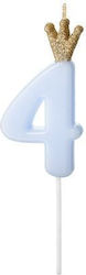 PartyDeco Geburtstagskerze Nummer "4" in Hellbl...