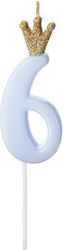 PartyDeco Geburtstagskerze Nummer "6" in Hellbl...