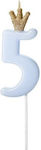 PartyDeco Birthday Candle Number "5" in Light Blue Color SCU6-5-001J