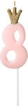 PartyDeco Birthday Candle Number "8" in Pink Color SCU6-8-081J