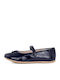 Kids Patent Leather Ballerinas with Hoop & Loop Closure Blue