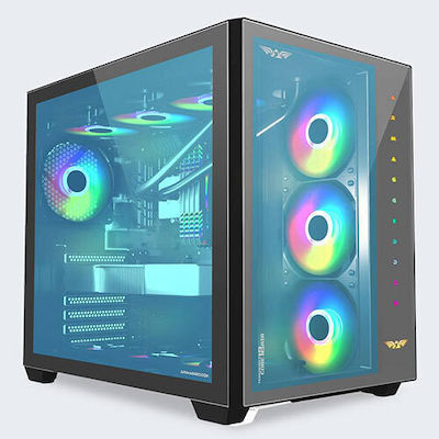 Armaggeddon Tessaraxx Core 12 Air Gaming Full Tower Computer Case with Window Panel and RGB Lighting Black