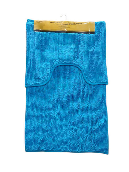 Sidirela Non-Slip Bath Mats Set Toilet E-2564 Light Blue 2pcs