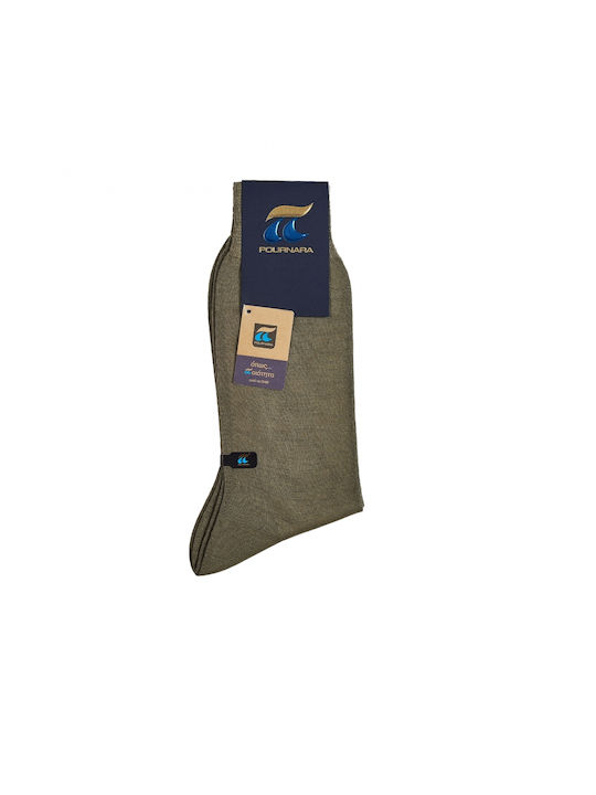 Pournara Men's Solid Color Socks Khaki