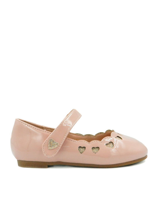 Παιδικές Μπαλαρίνες mit Bügel- und Schleifenverschluss Lackleder Rosa 998/117L