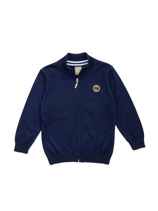 Funky Boys Knitted Cardigan with Zipper Navy Blue