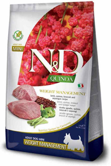 Farmina N&D Quinoa Weight Management Adult Mini 2.5kg Dry Food Grain-Free & Gluten-Free for Adult Small Breed Dogs with Lamb