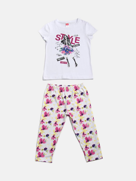 Joyce Kids Set with Leggings Summer 2pcs White Awesome Style