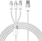 Baseus Starspeed Braided USB to Lightning / Type-C / micro USB Cable 3.5A Λευκό 1.2m