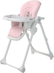 Bo Jungle B-Dinner Foldable Baby Highchair with Plastic Frame & Leather Seat Pink