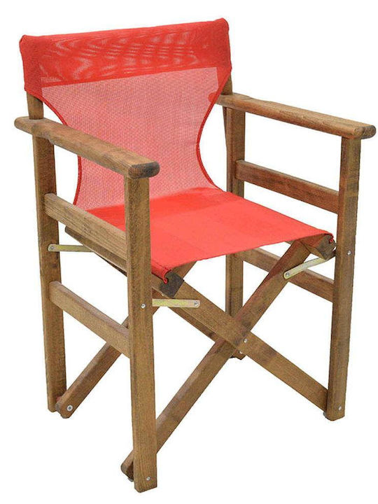 Καρέκλα Σκηνοθέτη Ξύλινη Retto Καρυδί / Κόκκινο 61x51x86εκ.