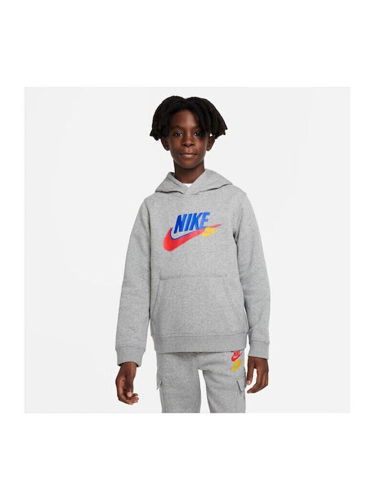 Fleece Kids Sweatshirt with Hood and Pockets Gray Sportswear