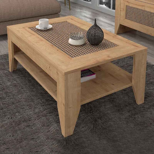 Rectangular Central Coffee Table Madura Wooden Beige W90xL60xH40cm