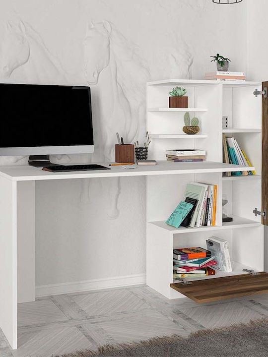 Schreibtisch Merino Holz mit Bücherregal White ...
