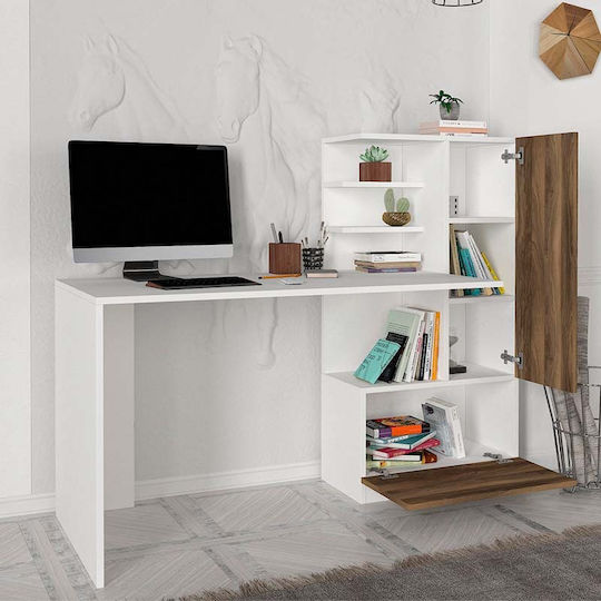 Schreibtisch Merino mit Bücherregal 149.5x61.8x120cm White / Walnut Schreibtisch Merino mit Bücherregal 149.5x61.8x120cm White / Walnut