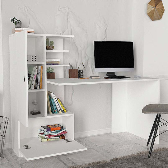 Schreibtisch Domingo mit Bücherregal 149.5x60x120cm Weiß Schreibtisch Domingo mit Bücherregal 149.5x60x120cm Weiß