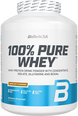 Biotech USA 100% Pure Whey Molkenprotein Glutenfrei mit Geschmack Haselnuss 2.27kg