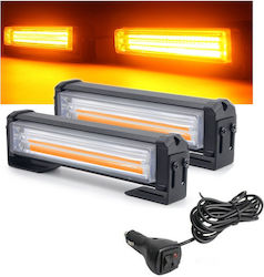 Μπάρα Σήμανσης Αυτοκινήτου 2τμχ LED 12/24V 16cm - Πορτοκαλί
