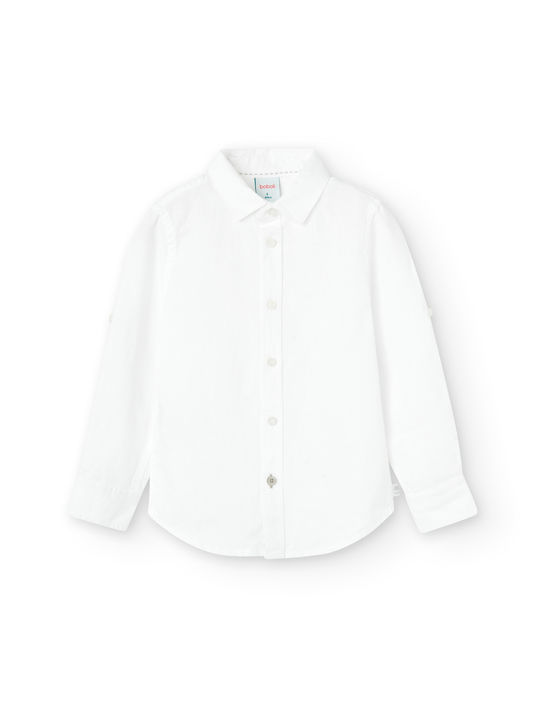 Boboli Kids One Color Linen Shirt White