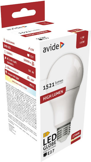 Avide ABG27EW-13W-AP LED Bulb 13W 150mm for Socket E27 and Shape A60 Warm White 1521lm