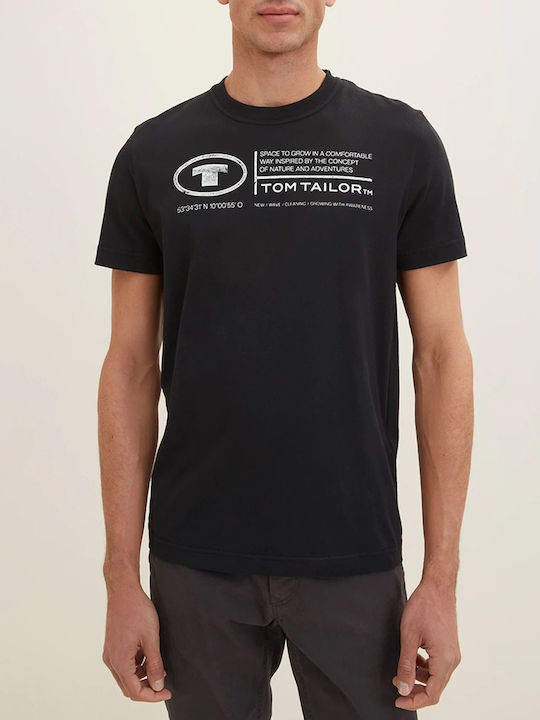 Tom Tailor Herren T-Shirt Kurzarm Schwarz