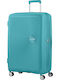 American Tourister Soundbox Spinner Expandable Large Hard Turquoise Suitcase With 4 Wheels Height 77cm
