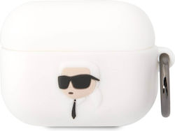 Karl Lagerfeld Karl Head 3D Калъф с кука в Бял цвят за Apple AirPods Pro