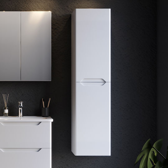 Martin Perla 35 Badezimmersäule Wandhängeschrank H33.6xB35xH138cm Weiß