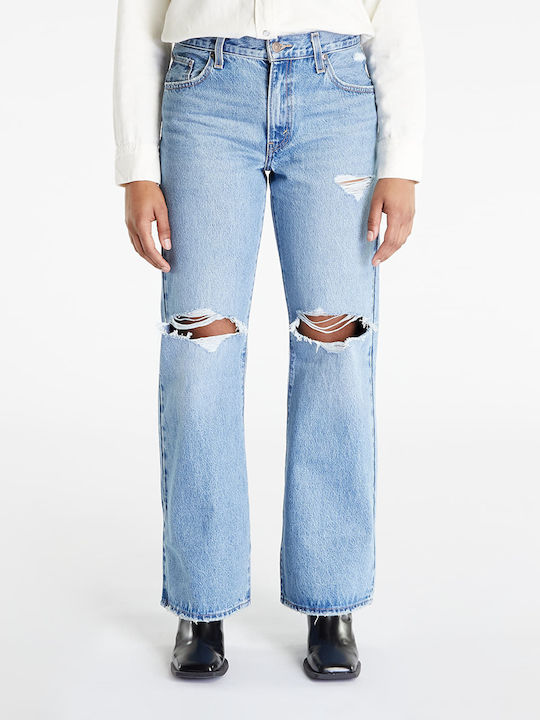 Levi's Висока талия Дамско джинсово панталони със скъсано с Баги линия