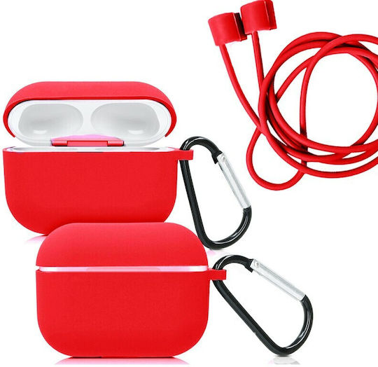 ObaStyle Σετ Θήκη & Anti-Lost Strap με Γάντζο σε Κόκκινο χρώμα για Apple AirPods Pro
