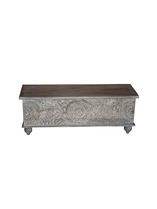 Liberta Sari Διακοσμητικό Μπαούλο Ξύλινο Λευκό 125x40x46εκ.