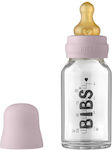 Bibs Glass Bottle with Rubber Nipple for 0+, 0+ m, months Dusky Lilac 110ml 1pcs