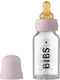 Bibs Glass Bottle with Rubber Nipple for 0+, 0+ m, months Dusky Lilac 110ml 1pcs