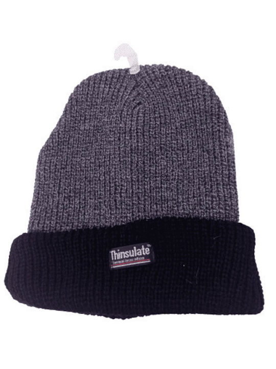 Șapcă bărbătească Thinsulate beanie cu căptușeală din fleece și vizieră (gri-negru, mărime unică, sintetic)