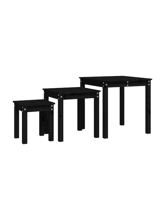Rectangular Solid Wood Zigon Tables Black L55xW55xH55cm