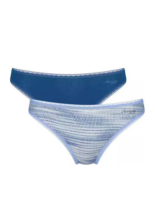 Sloggi Go Tai Βαμβακερά Γυναικεία Slip 2Pack Μπλε