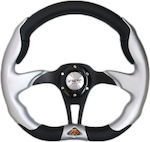 Simoni Racing Autolenkrad Χ4 Pelle Leder Drei-Speichen Silber/Schwarz SRX4350PI