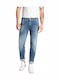 Anbass Men's Elastic Jeans Pants With Slim Fit Blue