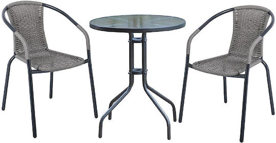 Dining Set for Small Outdoor Spaces Baleno 3 Pieces Anthracite E240 14