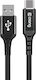 Crong Armor Link Cablu USB 2.0 Braided USB-C Masculin - USB-A 60W PD Negru 0.25m CRG-AL025USAC-BLK
