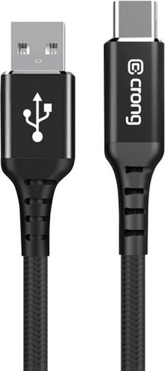 Crong Armor Link Cablu USB 2.0 Braided USB-C Masculin - USB-A 60W PD Negru 0.25m CRG-AL025USAC-BLK